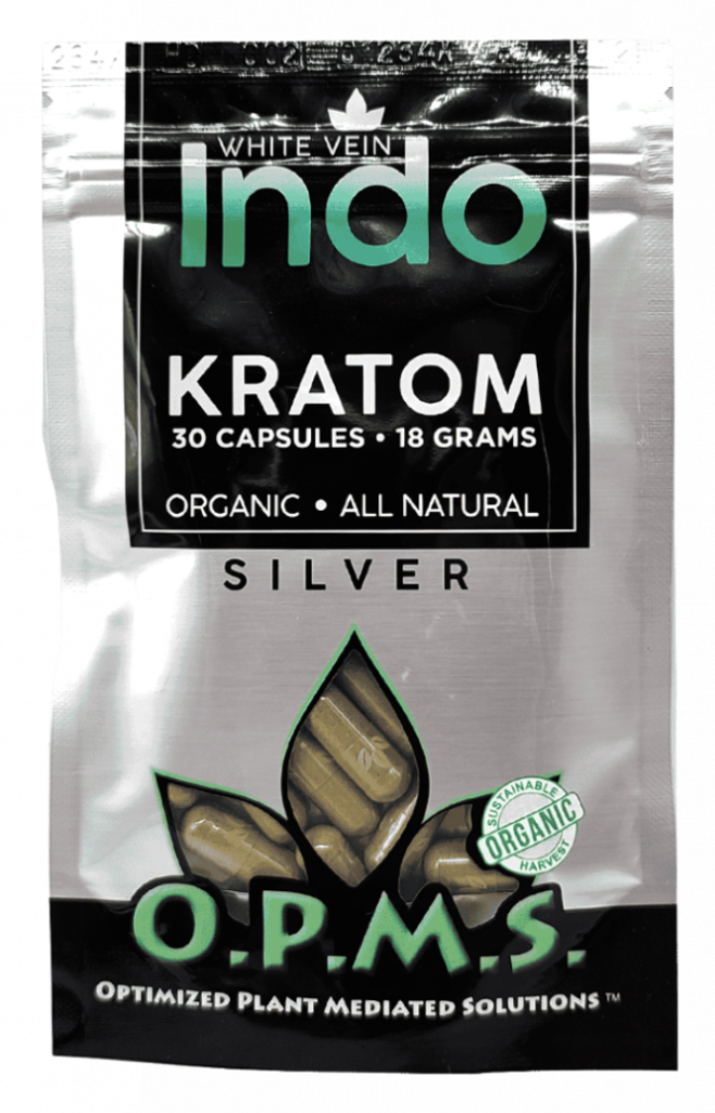 OPMS Silver - White Vein Indo Kratom Capsules - Multiple Sizes - Stratos 9